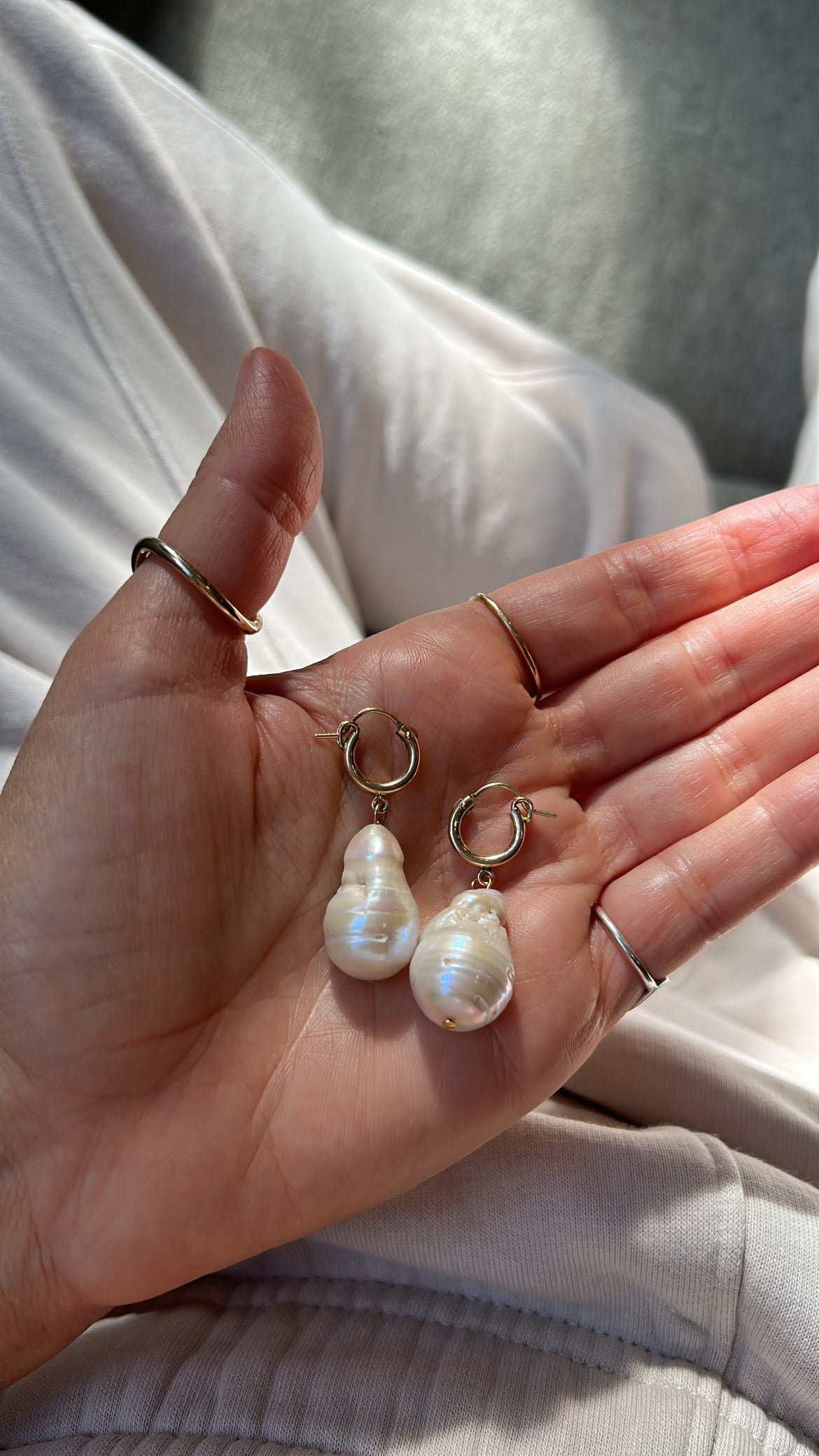 Chunky Pearl Hoops