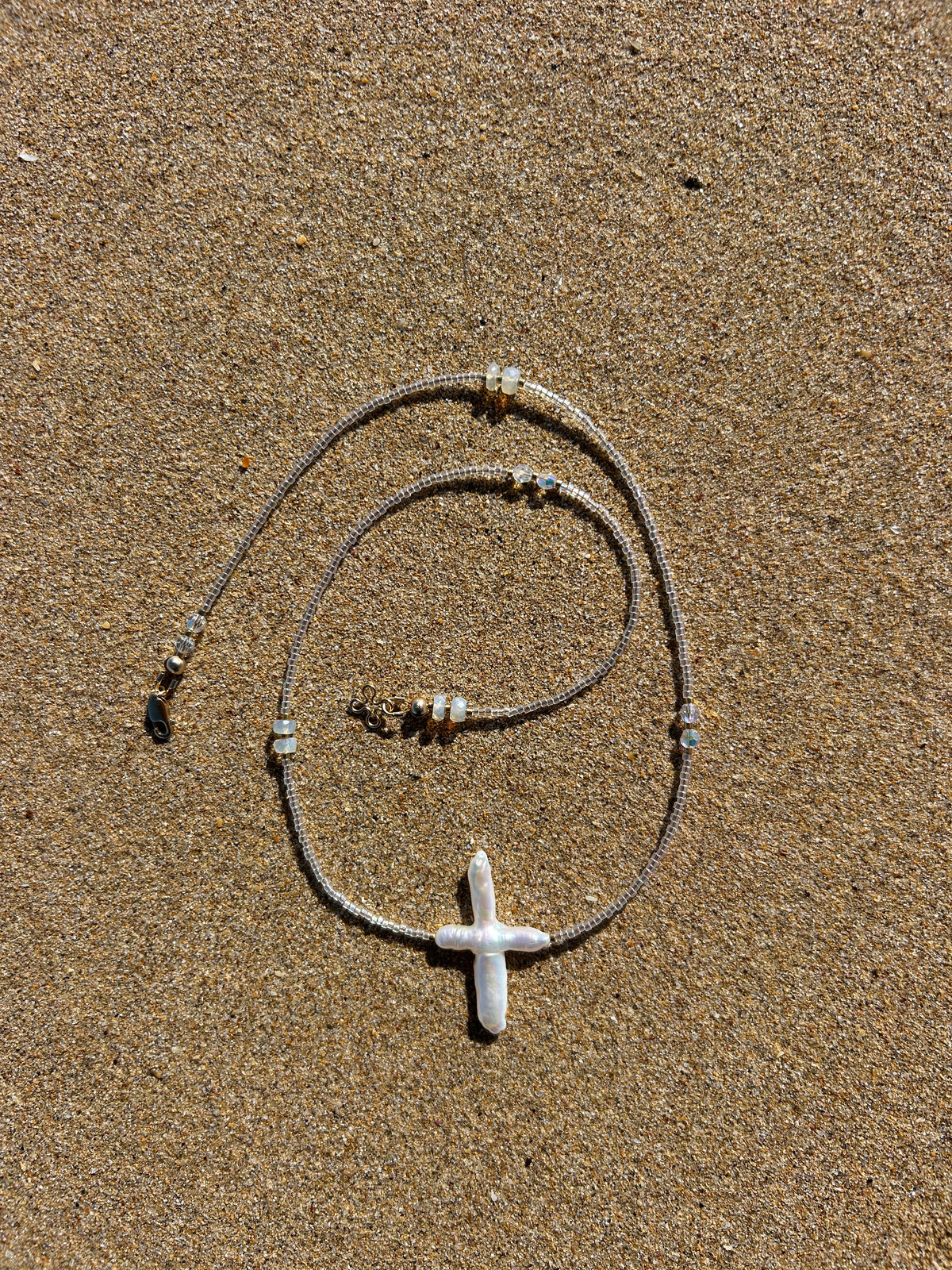 Pearly Cross Necklace