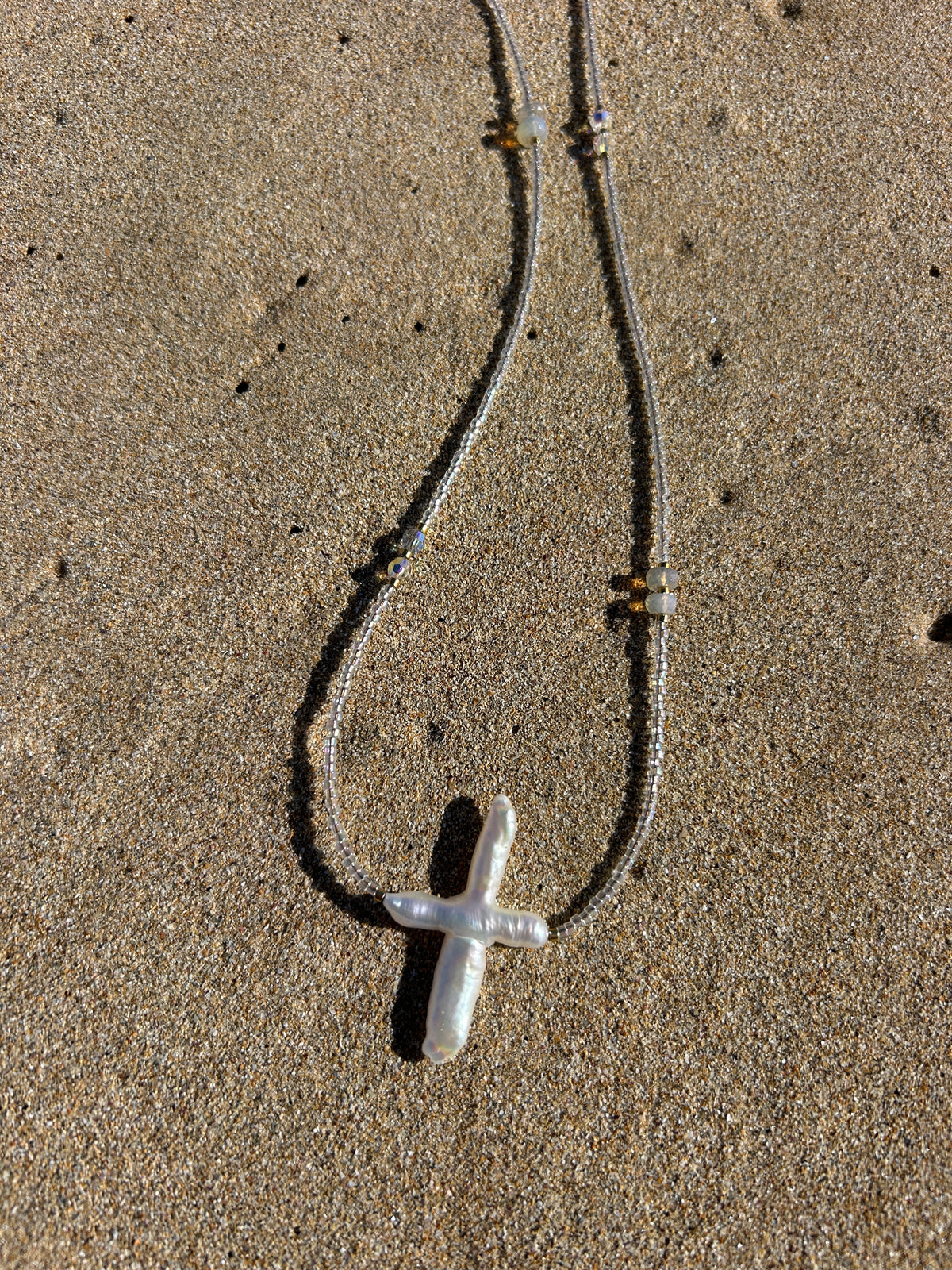 Pearly Cross Necklace