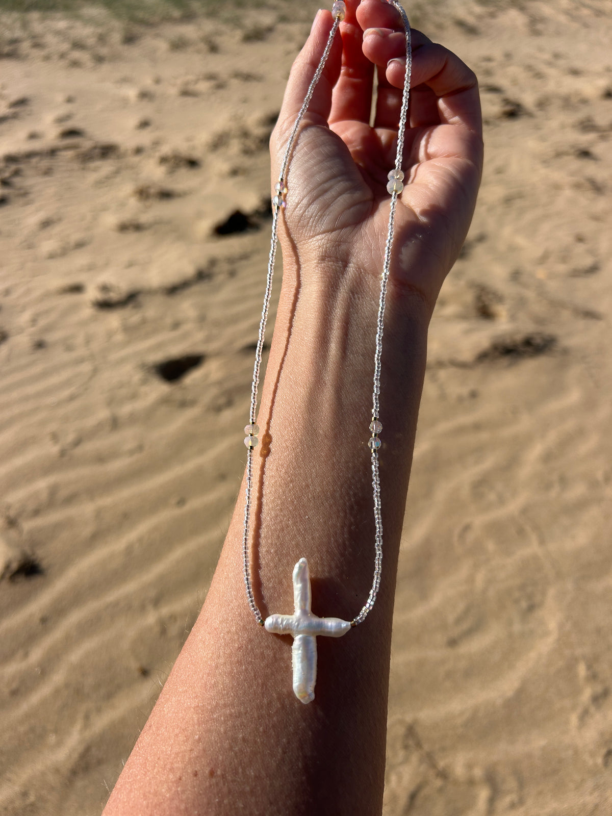 Pearly Cross Necklace